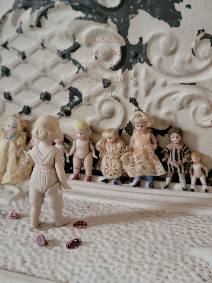 ▼ 超希少　ヴィンテージビスクドール　ピンクセイラー　リボン　手足ジョイント