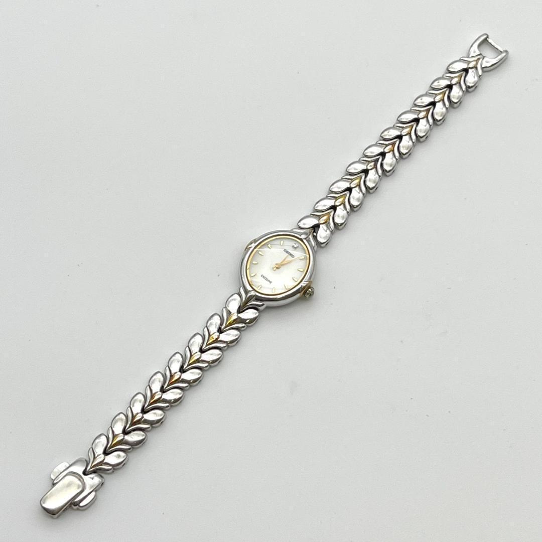 セイコー エクセリーヌ 1Pダイヤ シェル文字盤 新品電池交換済 レディース