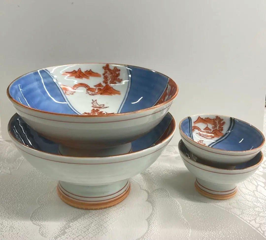 ５組　新品 高級 有田焼　染錦高台盛鉢セット　お正月
