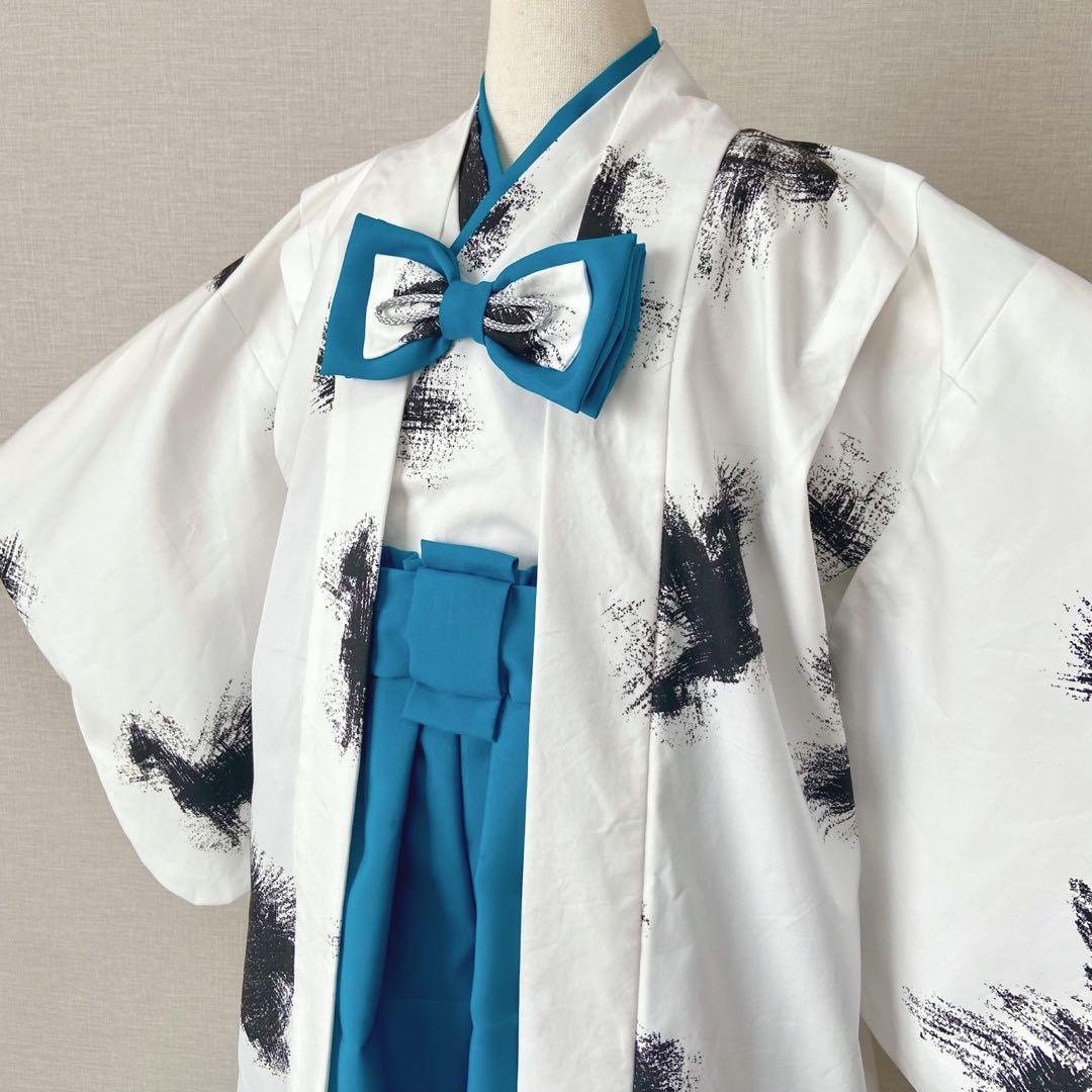 七五三 羽織袴セット 男の子 5歳 ブルー系 ハンドメイド 着物