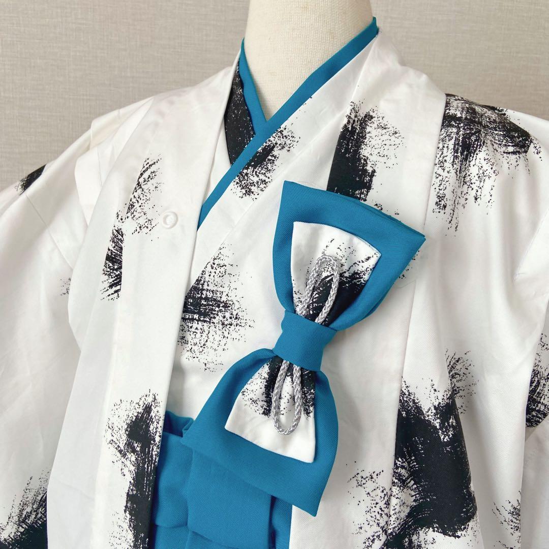 七五三 羽織袴セット 男の子 5歳 ブルー系 ハンドメイド 着物