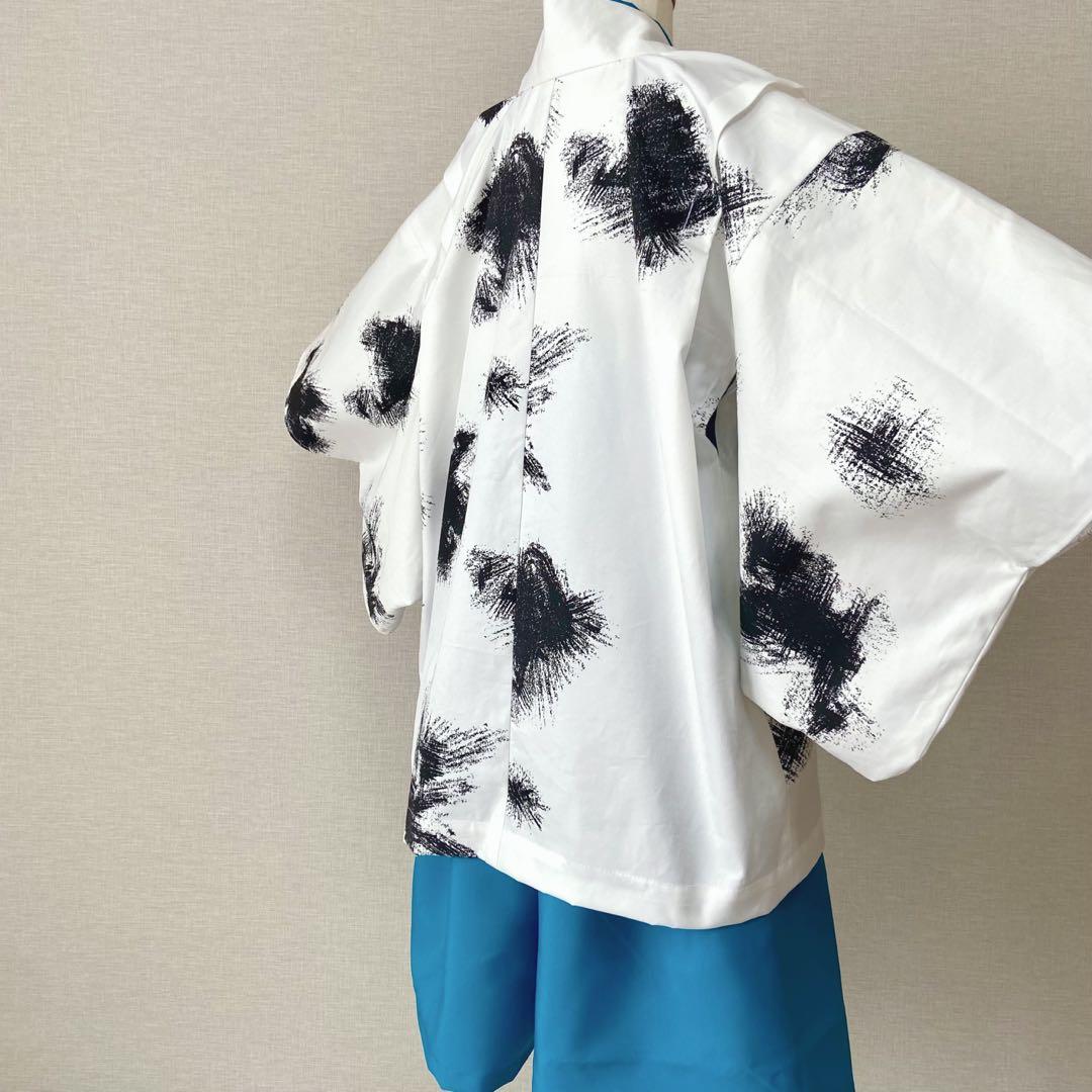 七五三 羽織袴セット 男の子 5歳 ブルー系 ハンドメイド 着物