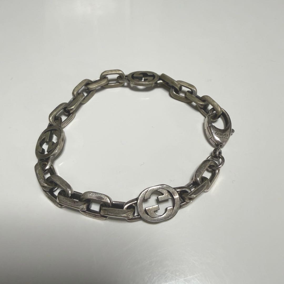 GUCCI グッチ インターロッキング チェーン ブレスレット シルバー