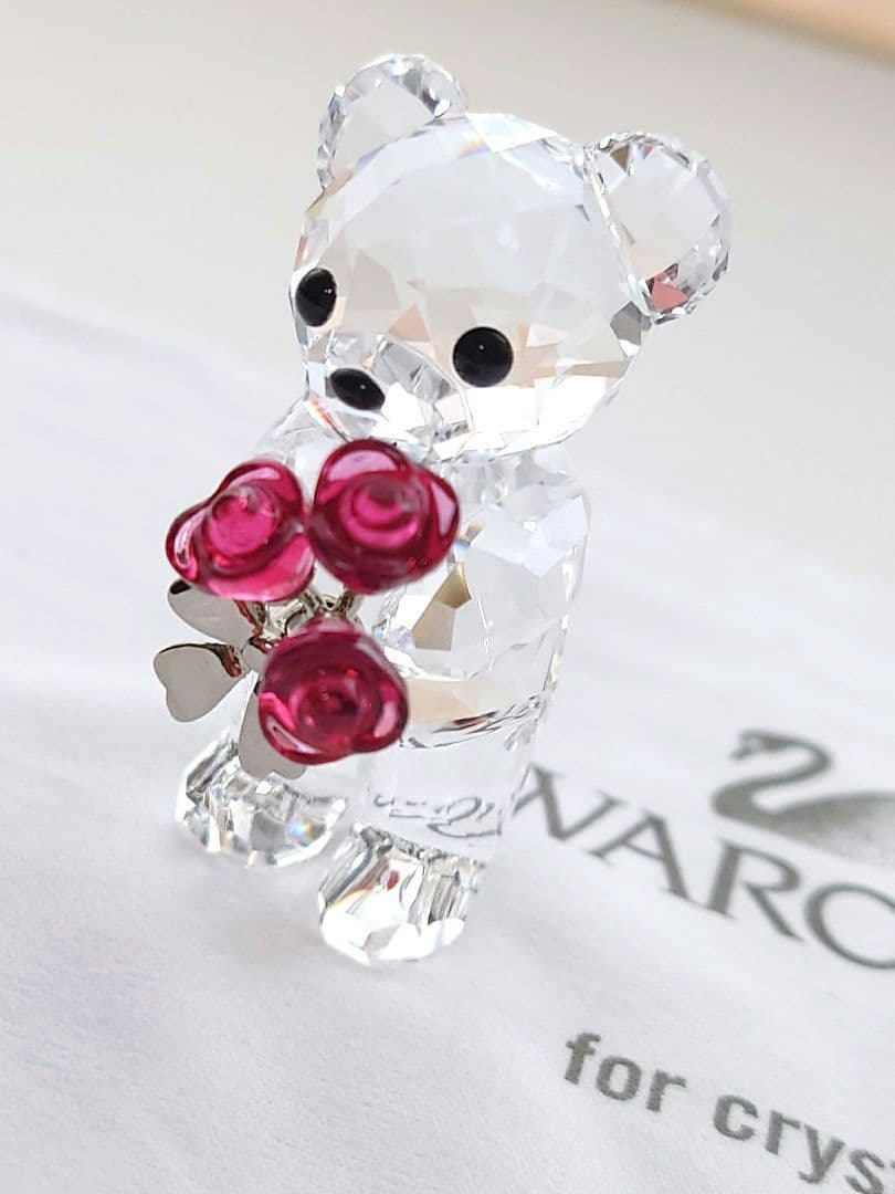 SWAROVSKI　クリスベア 赤い薔薇　 愛しています