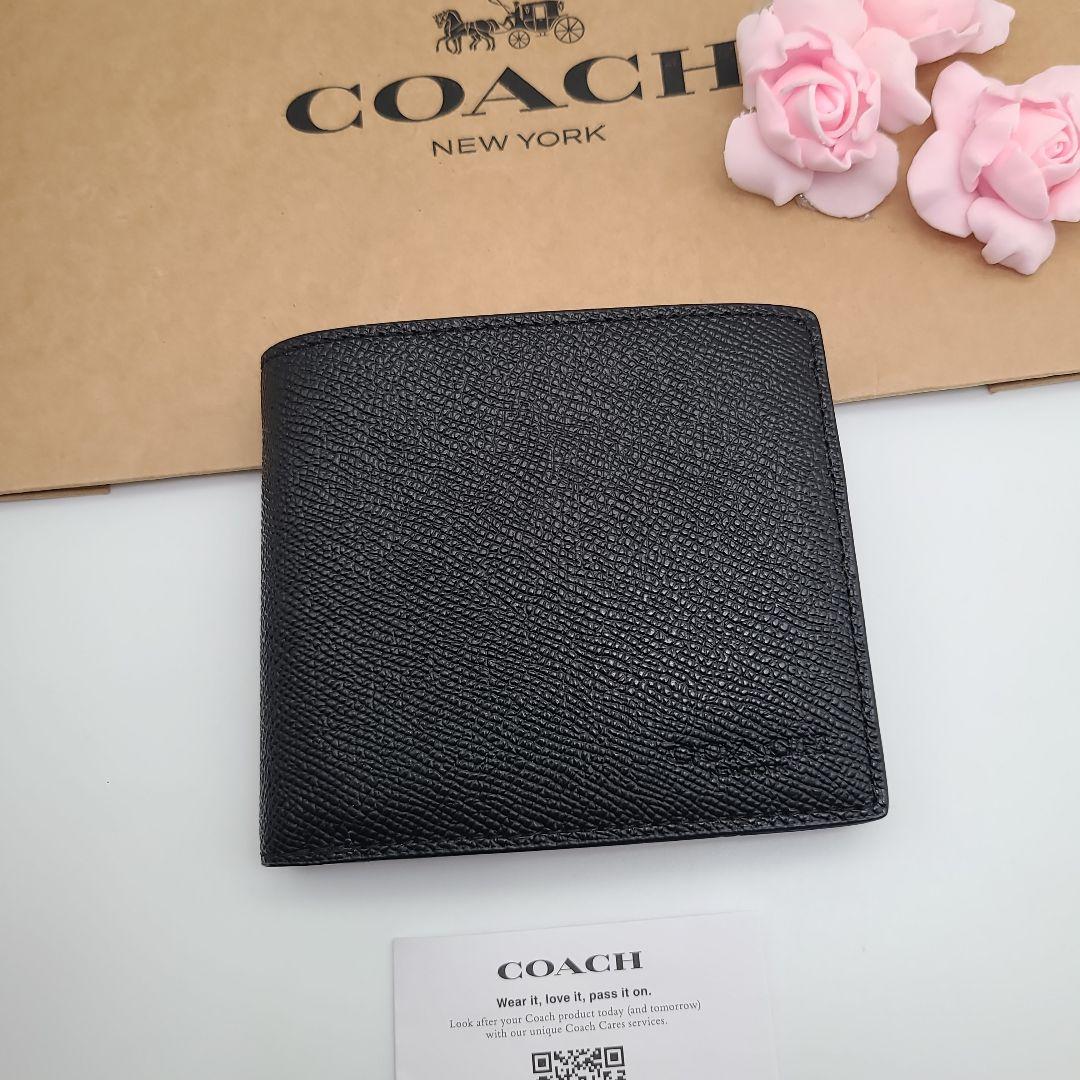 COACH　コーチ　折り財布　新品　ブラック