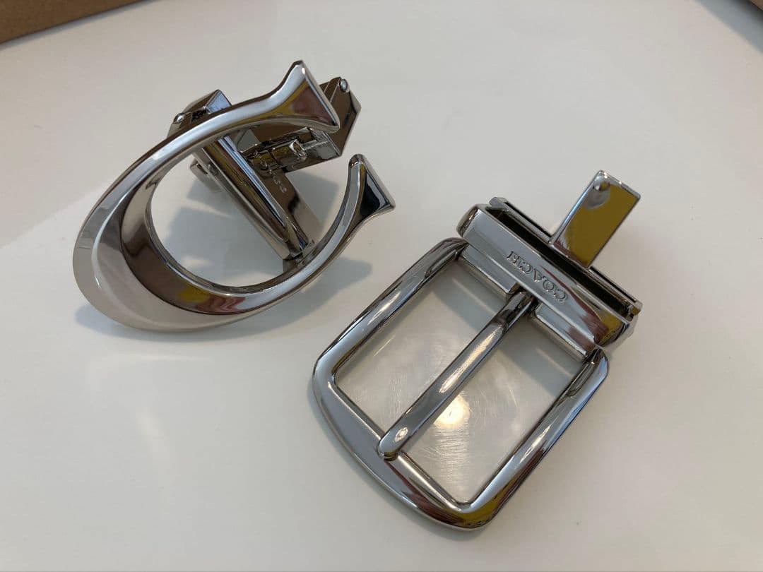 SALE♪コーチ　新品　リバーシブルシンプルベルト　シルバーバックルセット