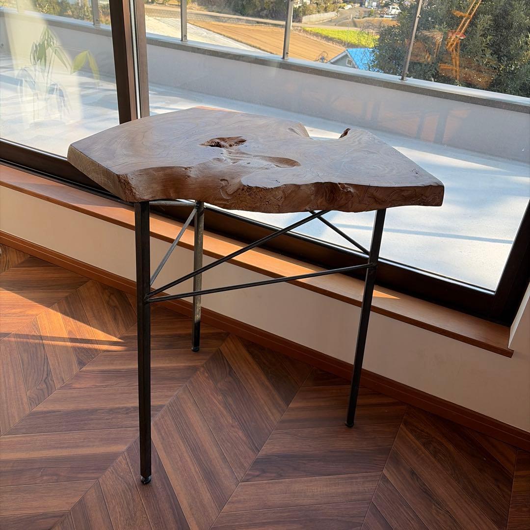 天然木一枚板　アイアンサイドテーブル