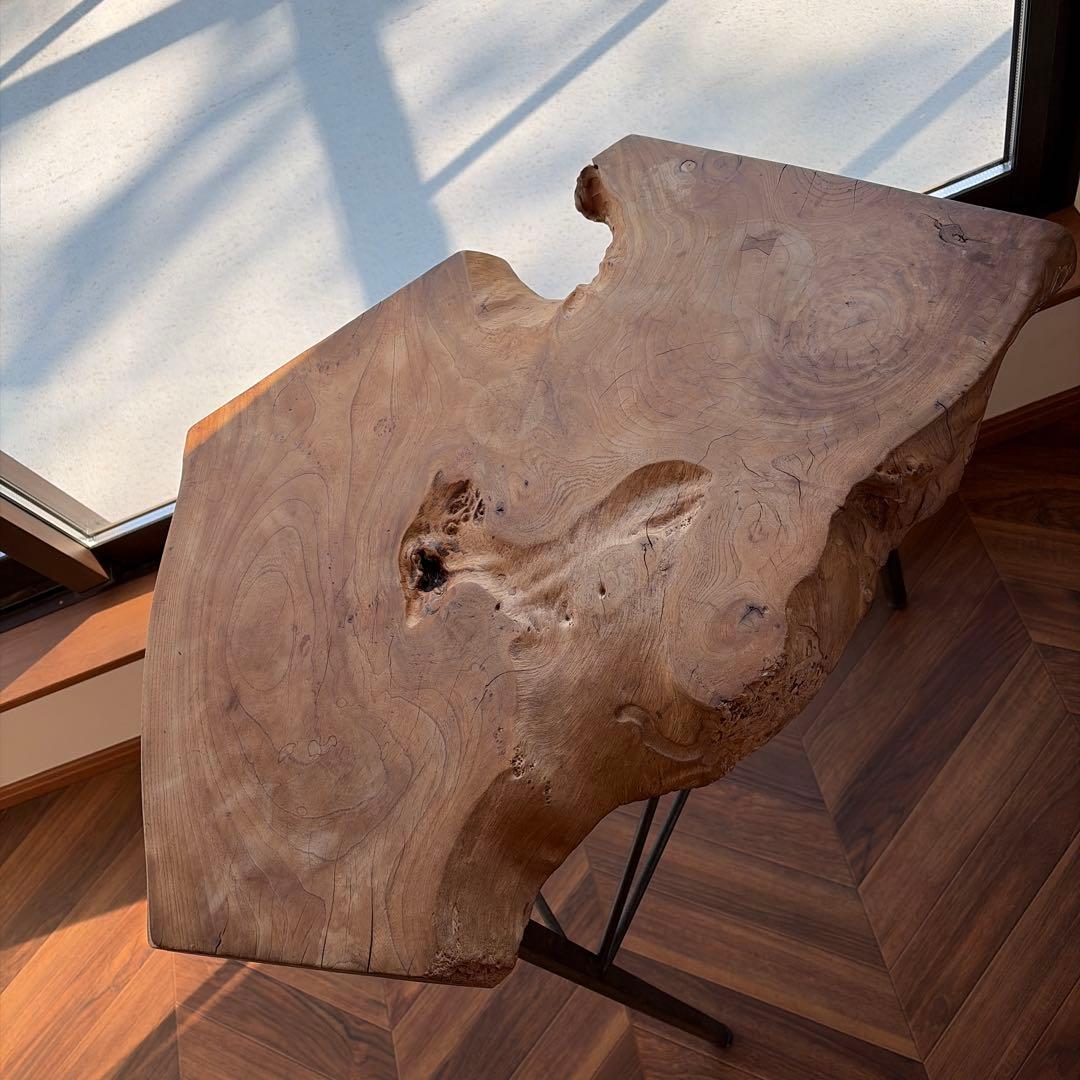 天然木一枚板　アイアンサイドテーブル