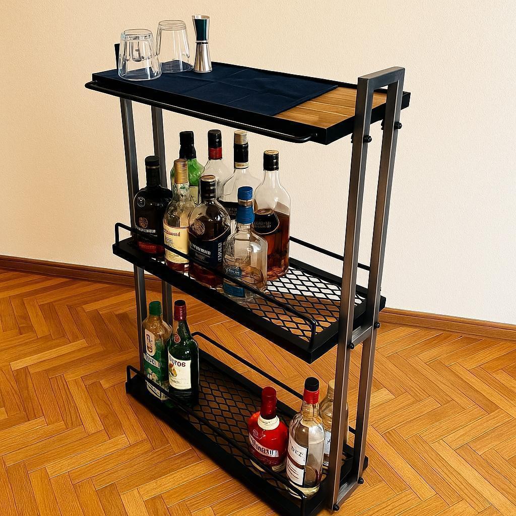 新年セール　インダストリアル　アイアンバーワゴン　ウィスキーラック　重厚溶接