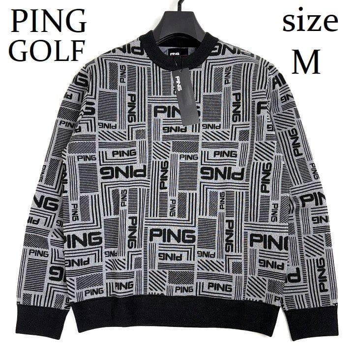 新品 PING ピン ゴルフ 防風裏付きクルーネック ニット プルオーバー M