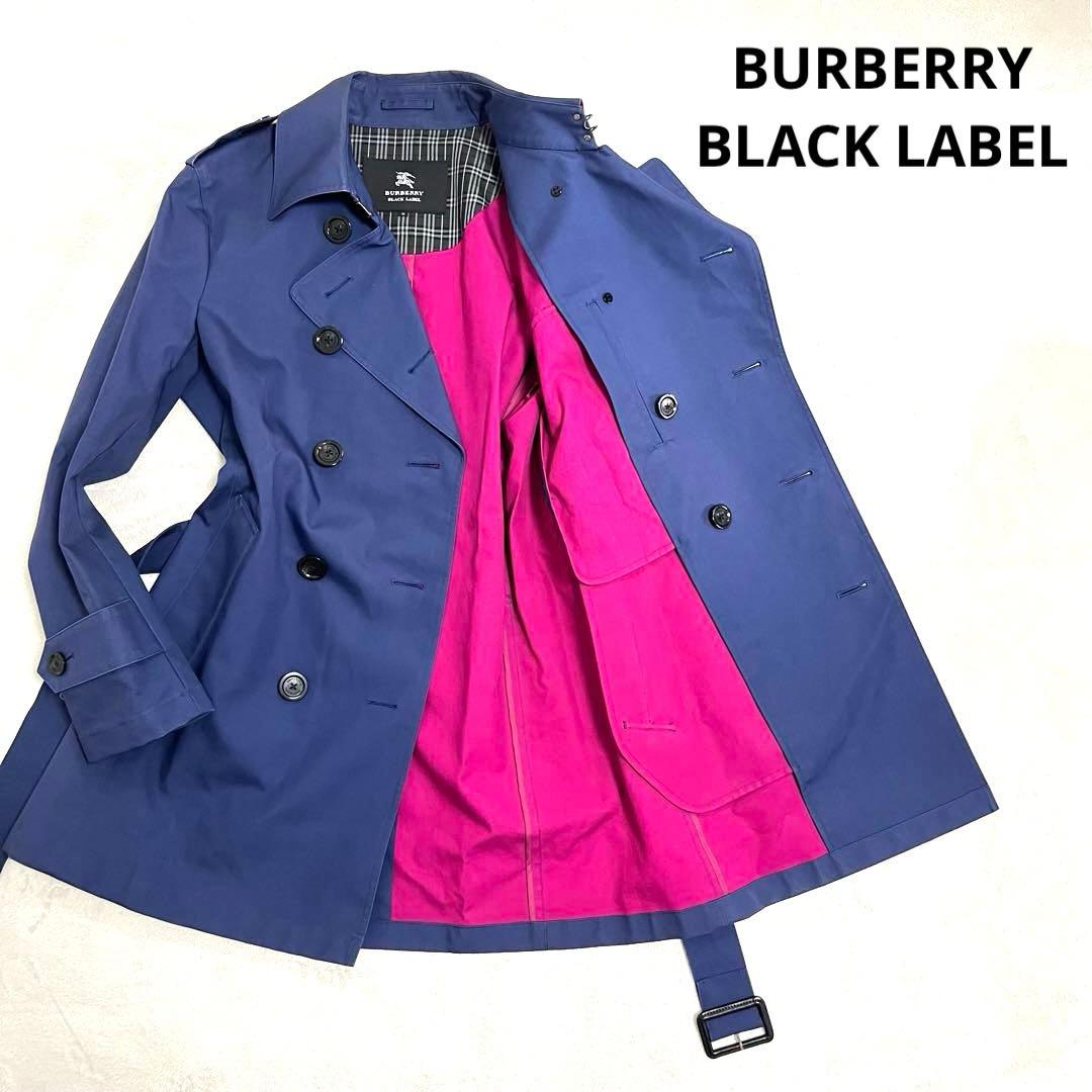 726 バーバリー ブラックレーベル トレンチコート ブルー M ベルト付