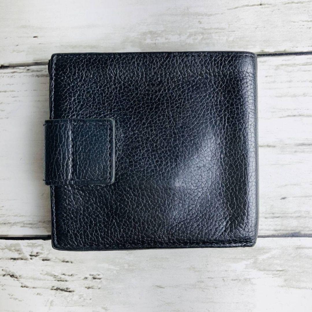 パンダさま専用【高級感漂う美しい本革】折り財布　黒　バイソン刻印　ミニマル