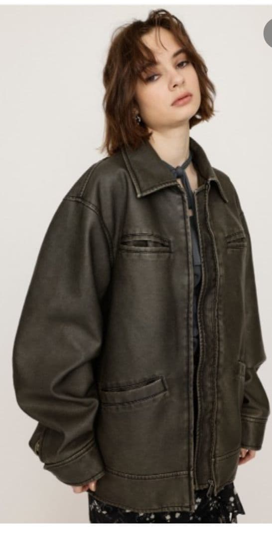 SLY VINTAGE ヴィンテージ ボキシー フェイクレザー ジャケット