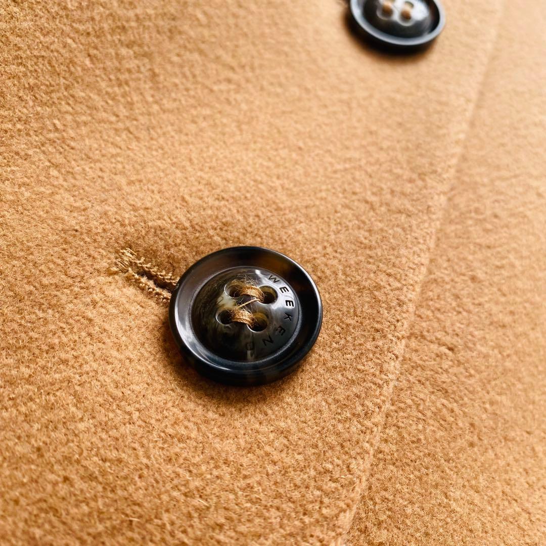 良品 マックスマーラ スタンドカラー ヴァージンウール ロングコート キャメル