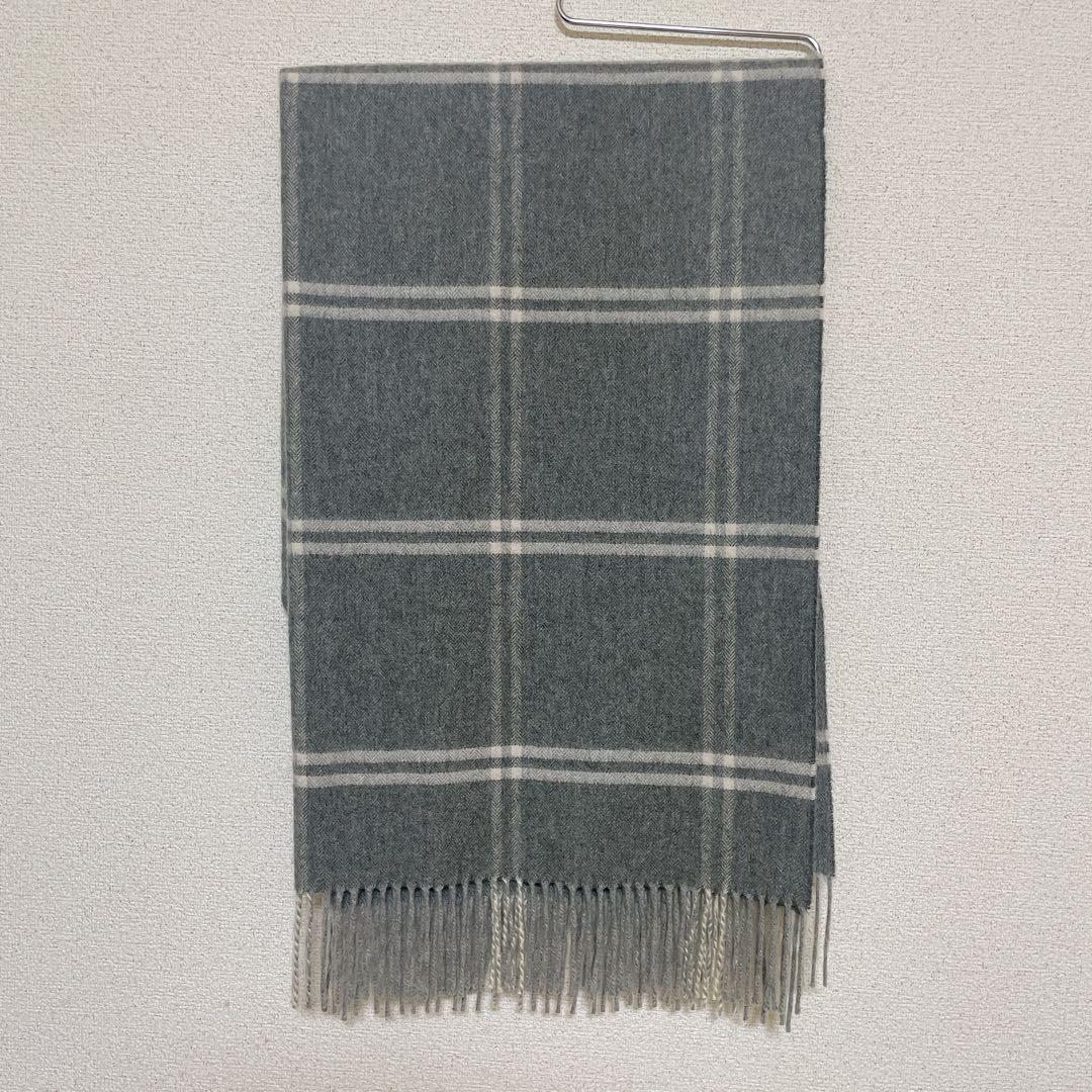 ジョンストンズ 大判 カシミヤ ストール マフラー グレー Johnstons