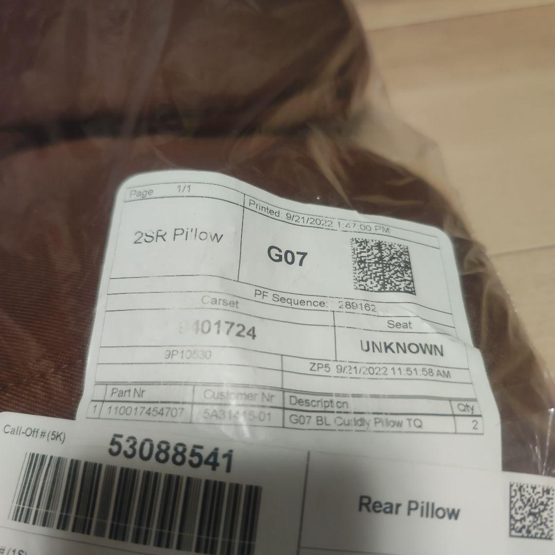  X5 純正 リアシートヘッドレストクッション 2SR Pillow