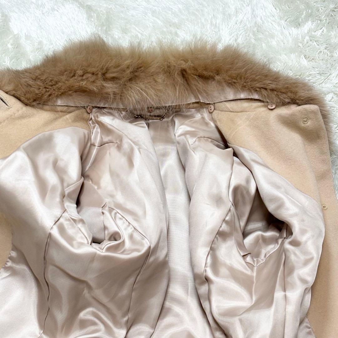 カシミヤ100% フォックスファー ロングコート ベルト付き Rue de B