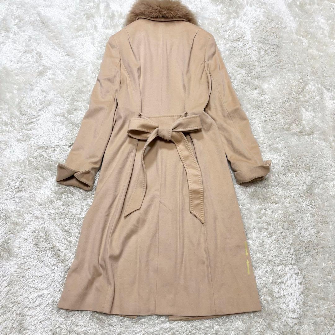 カシミヤ100% フォックスファー ロングコート ベルト付き Rue de B