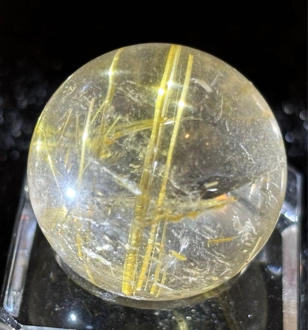 【金運、仕事運上昇】虹入り！ミニ！タイチンルチルスフィア⭐️台座⭐️R70