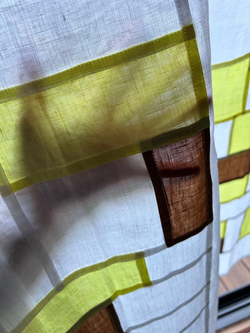 「れもん色とカーキモカ色」麻ポジャギ　　2枚組