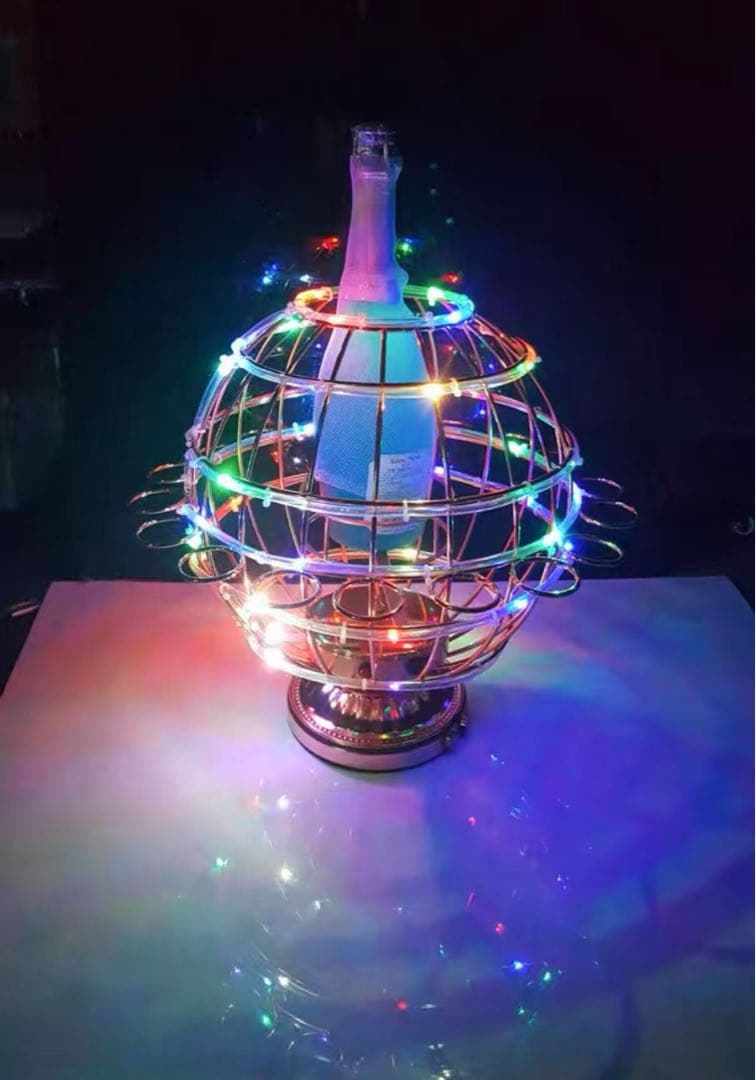 光るカクテルラック テキーラ観覧車 12カップ テキーラ地球儀LED酒ボトルの棚