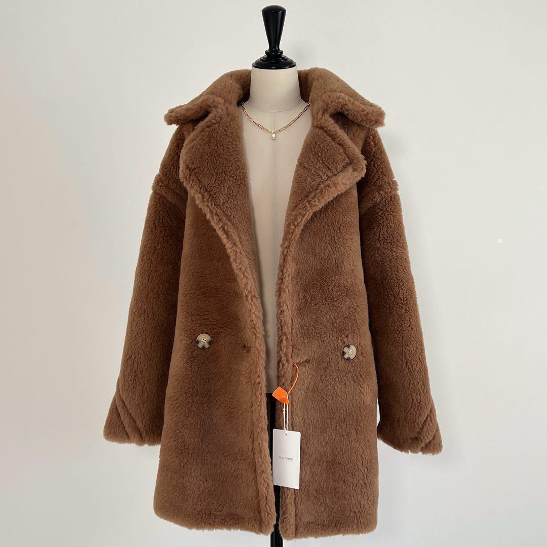 新品未使用 ベアミディアム丈 テディコート ライトブラウン