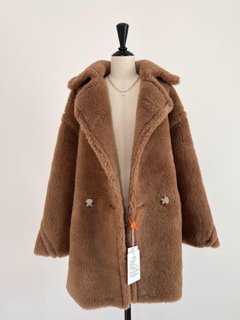 新品未使用 ベアミディアム丈 テディコート ライトブラウン