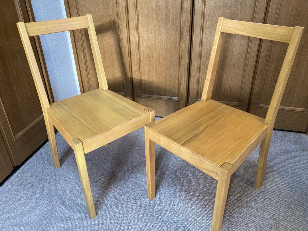 無印良品　MUJI 天然木（タモ材）椅子　2脚セット