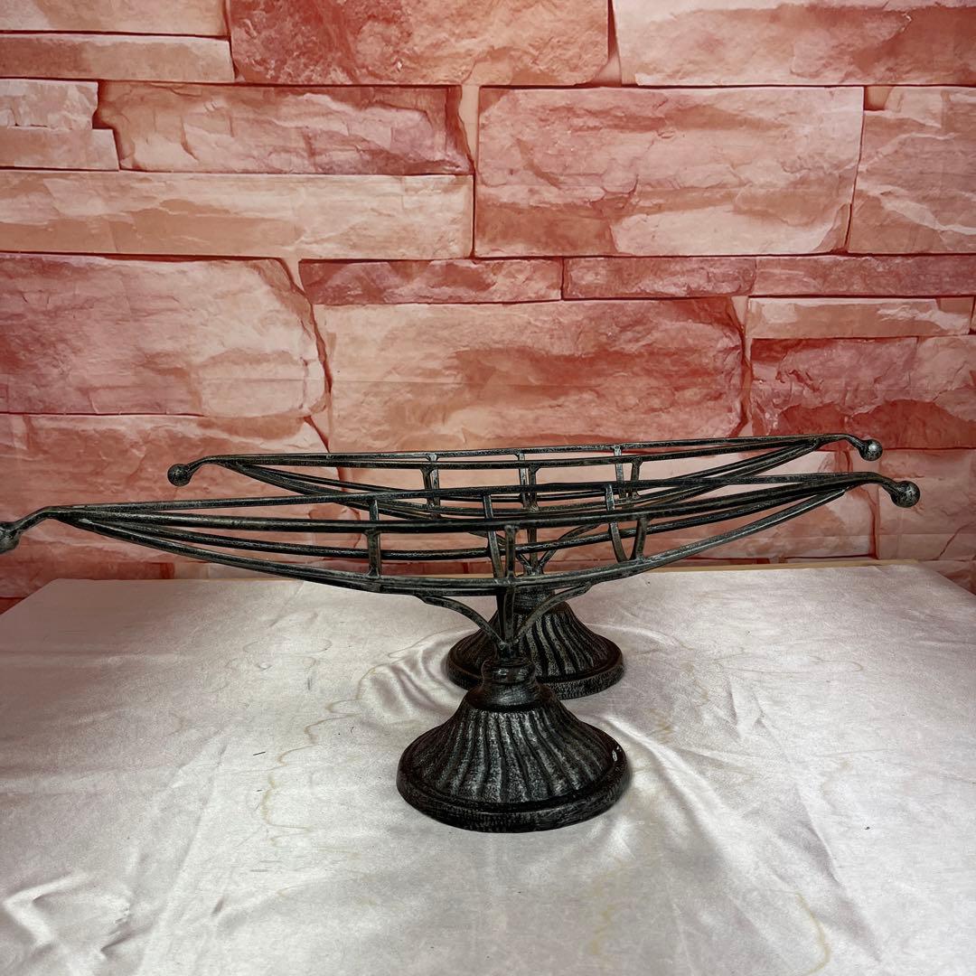 （105）アイアンフラワースタンドボート型2個セット（花器）