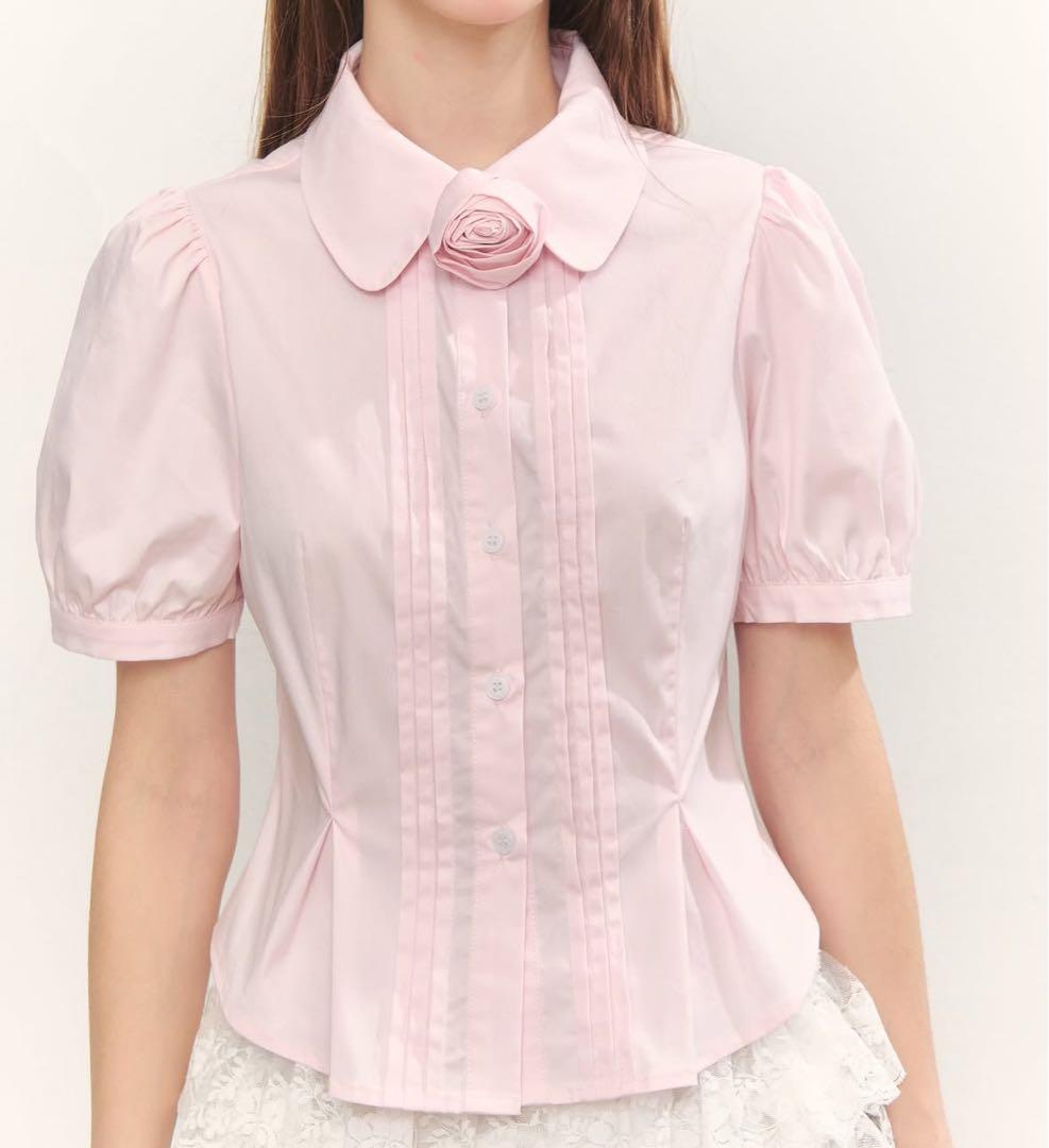 treat urself ピンク 半袖ブラウス