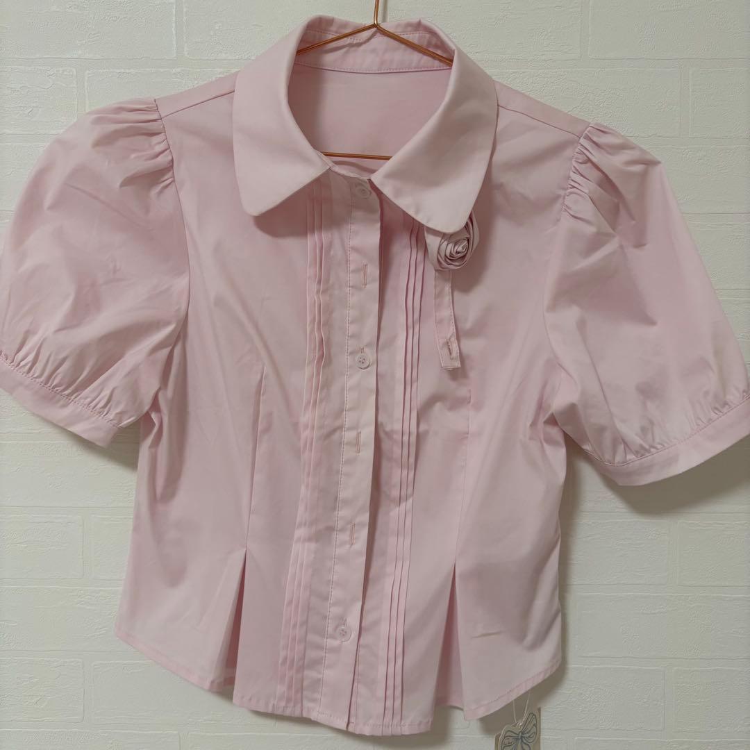treat urself ピンク 半袖ブラウス