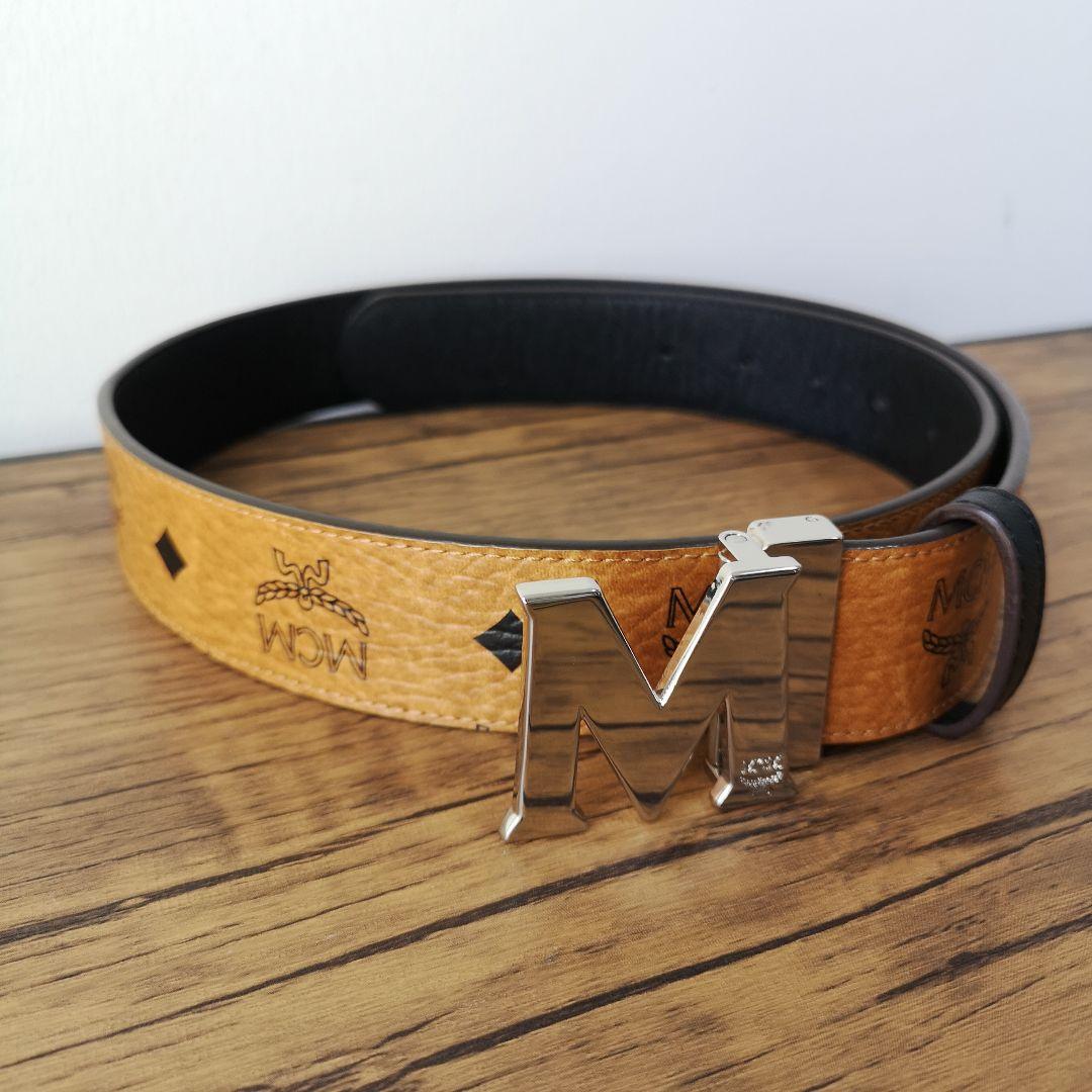 美品 MCM ヴィセトス ベルト ブラウン シルバー金具