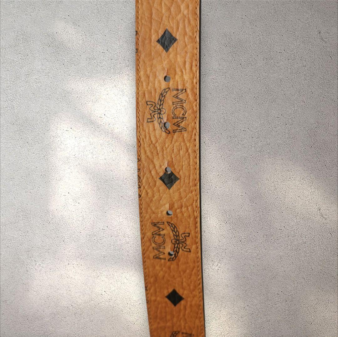 美品 MCM ヴィセトス ベルト ブラウン シルバー金具