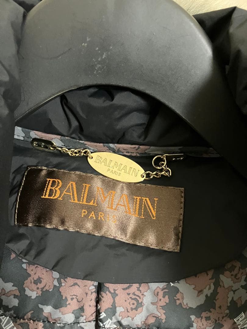 美品 BALMAIN バルマン ダウン コート フォックス ファー 黒 ブラック