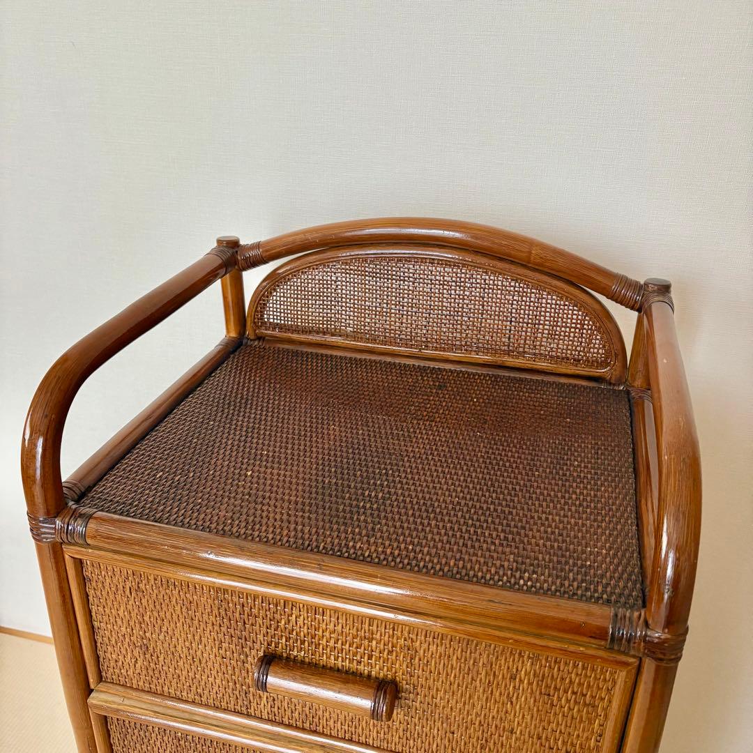 飴色家具 ラタン チェスト 飾り棚 藤 昭和レトロ ジャパンヴィンテージ 引出し