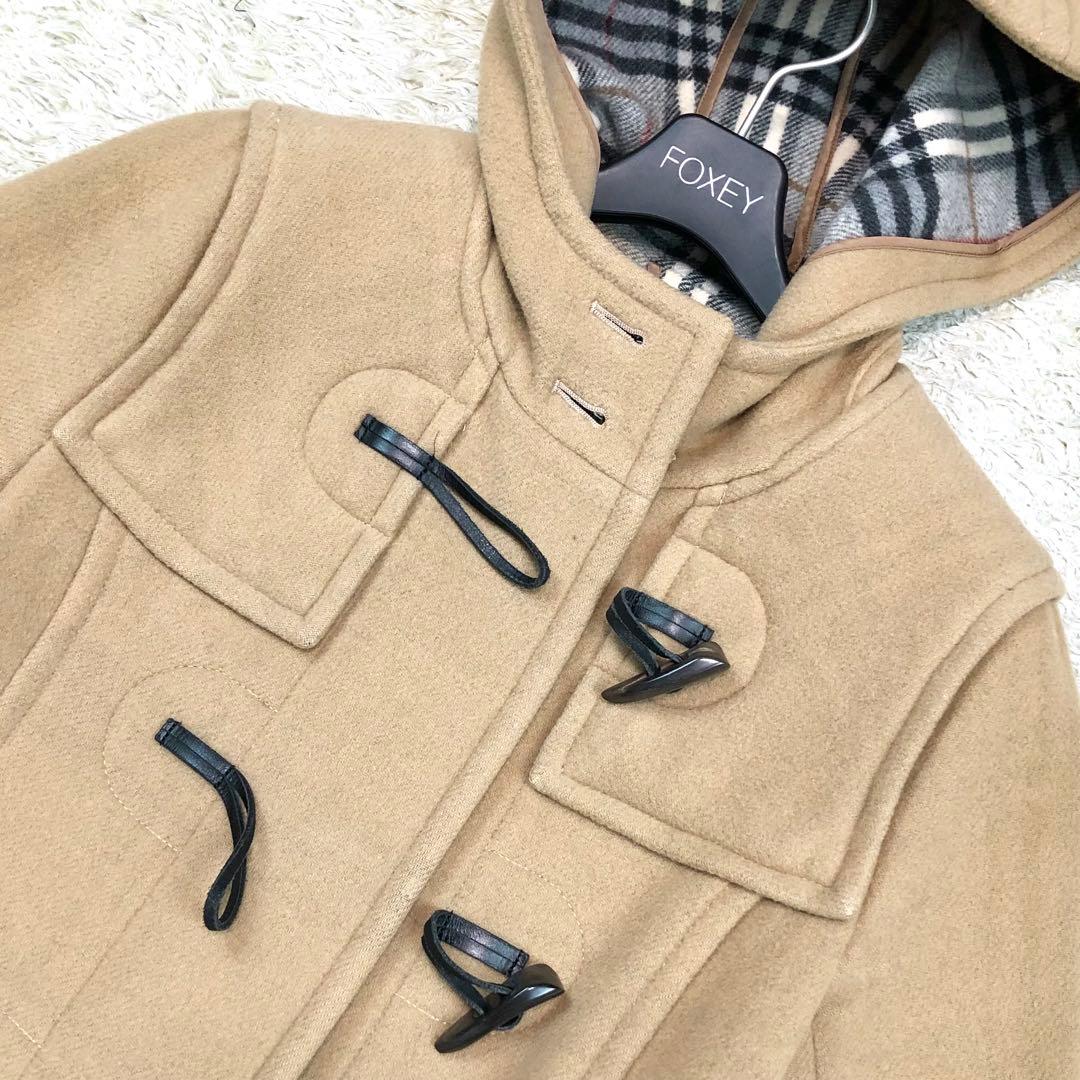 バーバリーブルーレーベル ダッフルコート ノバチェック ベージュ Lサイズ位