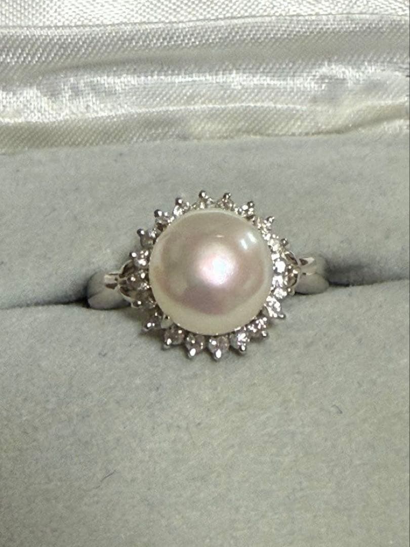 ジュエリーツツミ プラチナダイヤ淡水パールリング10号