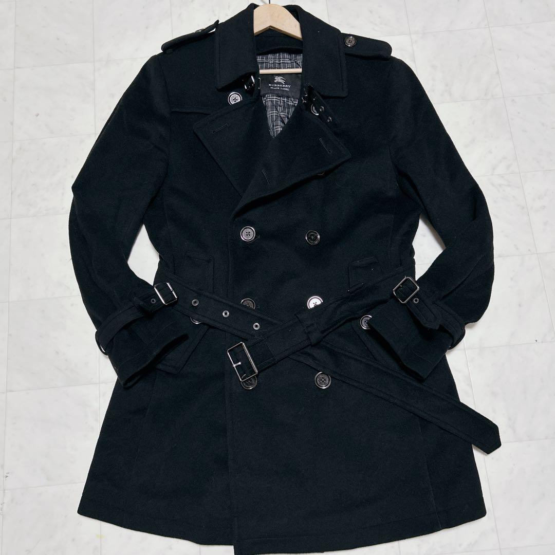 BURBERRY BLACK LABEL カシミヤ混　トレンチコート銀ボタン L
