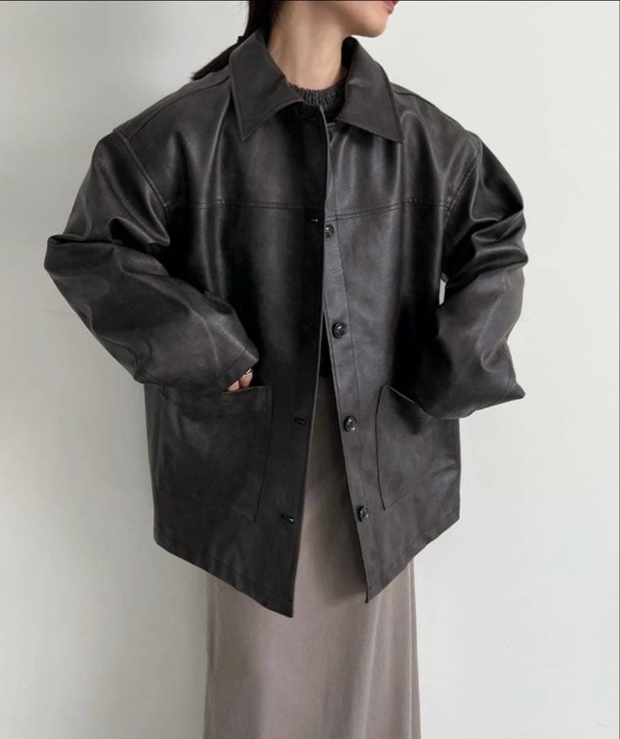 select MOCA by sonステンカラーレザージャケットブラックS