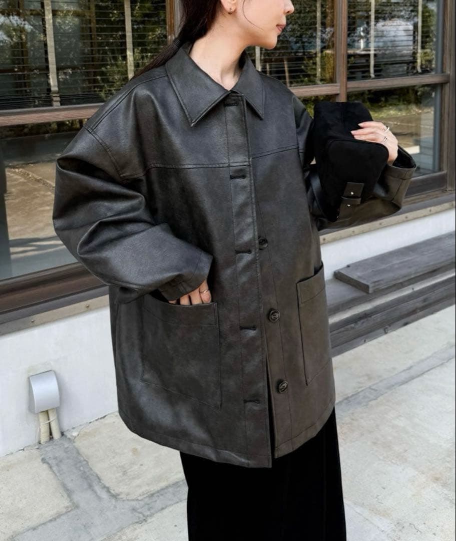 select MOCA by sonステンカラーレザージャケットブラックS