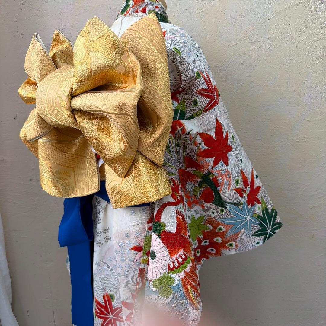 No.k002七五三 7歳 着物 フルセット レトロ花柄 ※シミあり