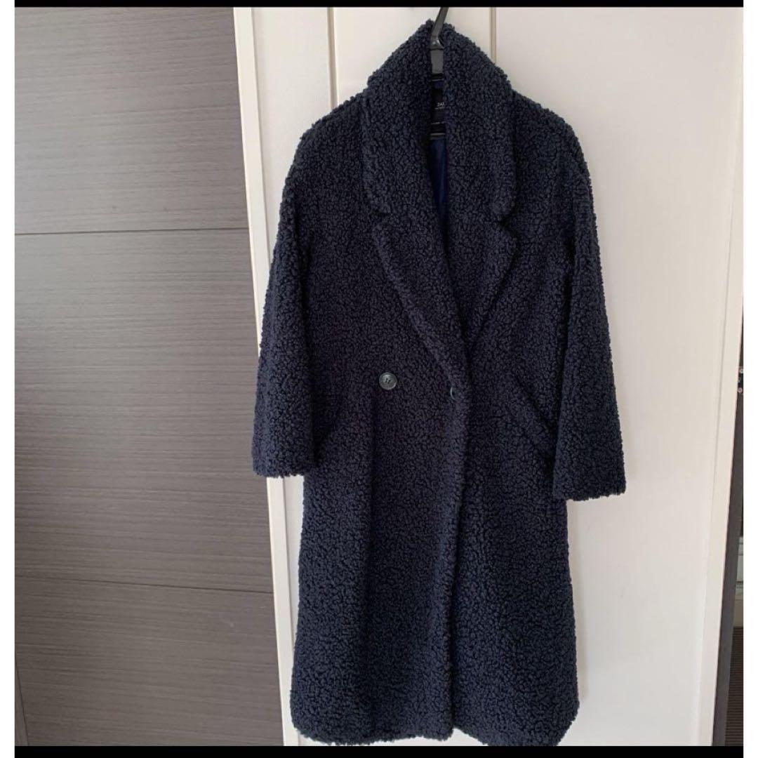 ZARA ボアコート　テディベアコート　ネイビー XS タグ付