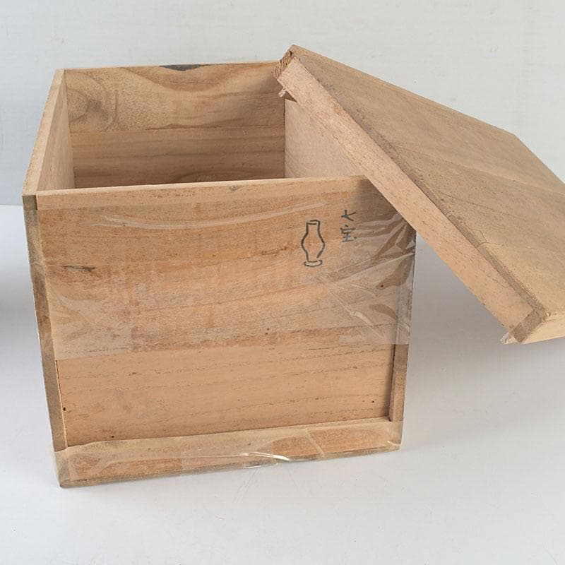 七宝焼　透翡翠釉　花文　花瓶　時代箱　V　9632D