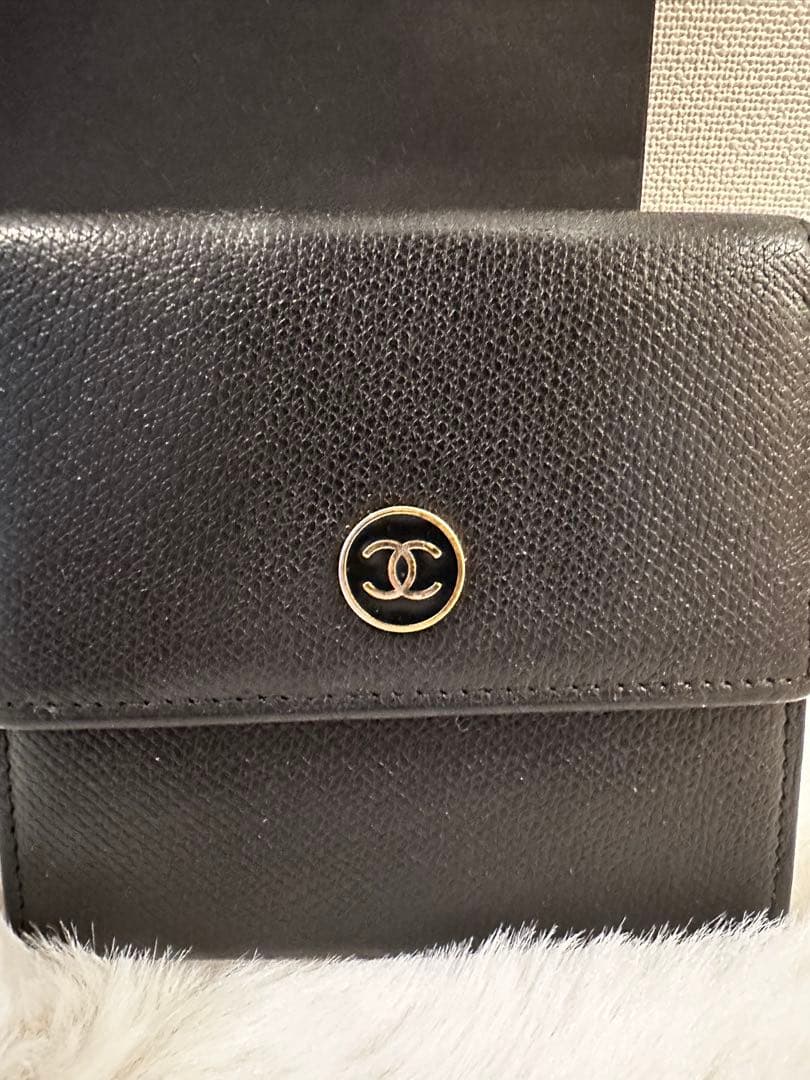 CHANEL ココボタン 折り財布 ブラック シリアル9番台 正規品