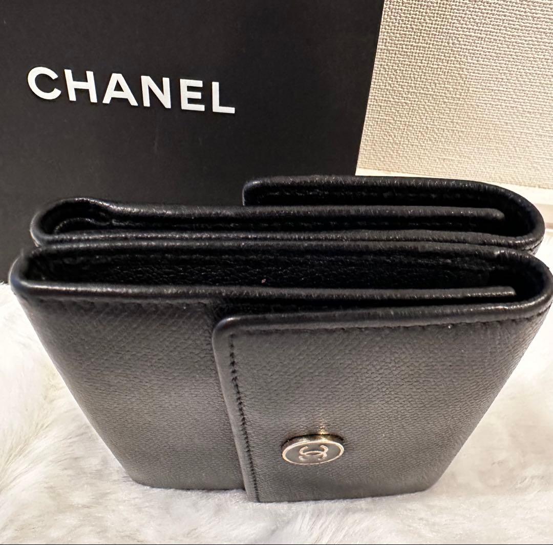 CHANEL ココボタン 折り財布 ブラック シリアル9番台 正規品
