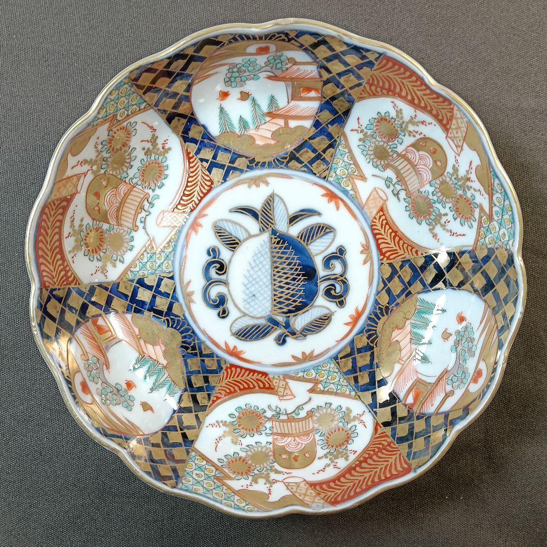 125 金彩 なます皿 4枚セット 印判皿 染付皿 伊万里焼 アンティーク 時代