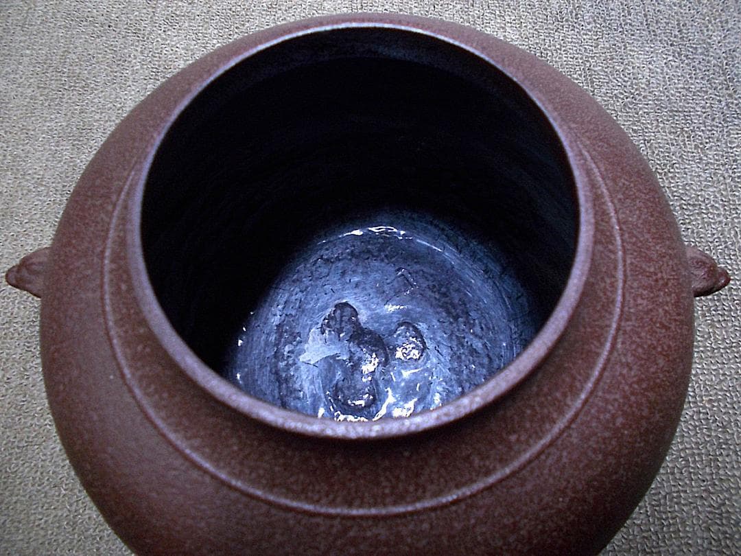 未使用 茶道具 釜師:佐藤浄清 浜松地紋 茶釜 釜環 共箱 黄色布 作歴書