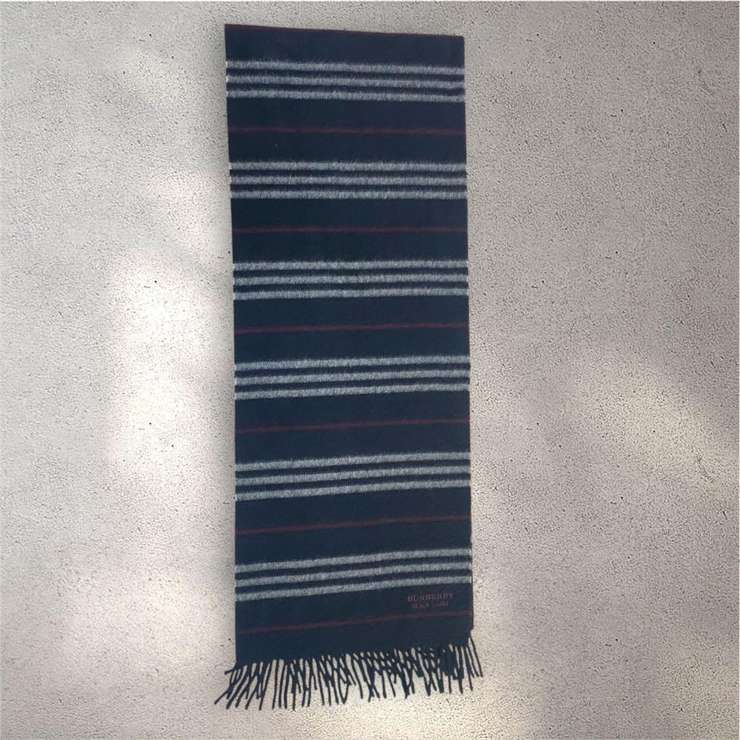 美品✨BURBERRY BLACK LABEL カシミヤ100% マフラー　黒
