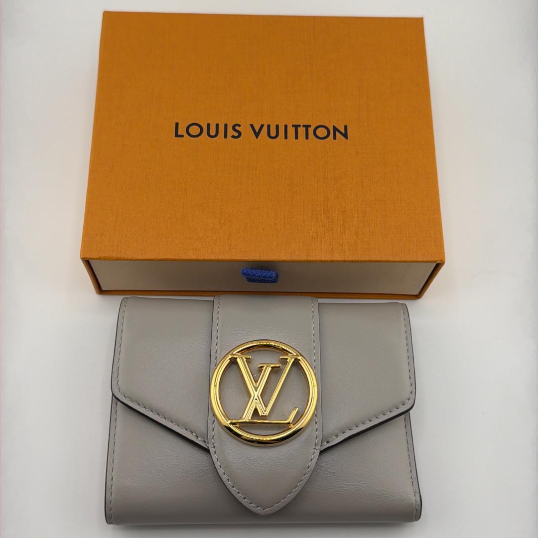 【並品】ルイヴィトン ポルトフォイユ LVポンヌフコンパクト グレー