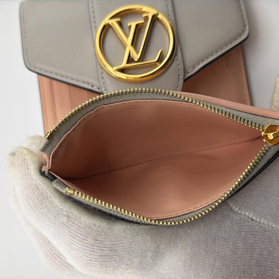 【並品】ルイヴィトン ポルトフォイユ LVポンヌフコンパクト グレー